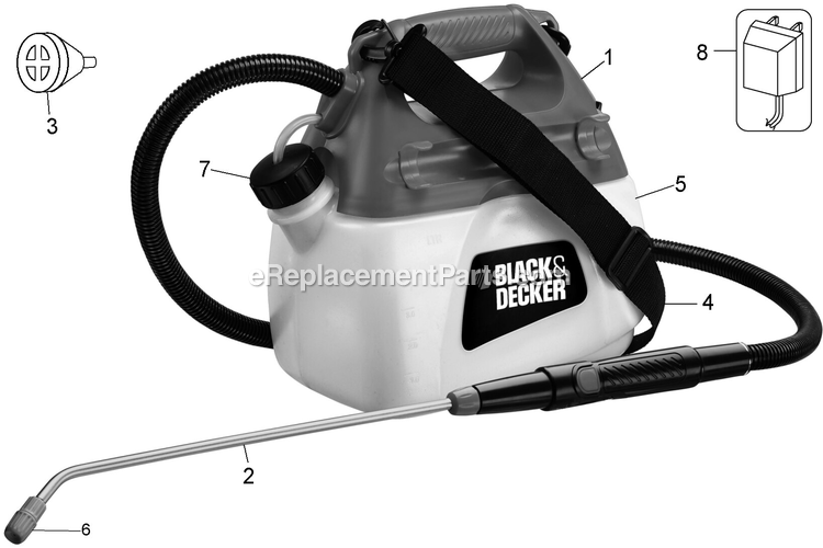 Black and Decker GSP014 (Type 1) 14.4v Garden Sprayer Power Tool Page A Diagram